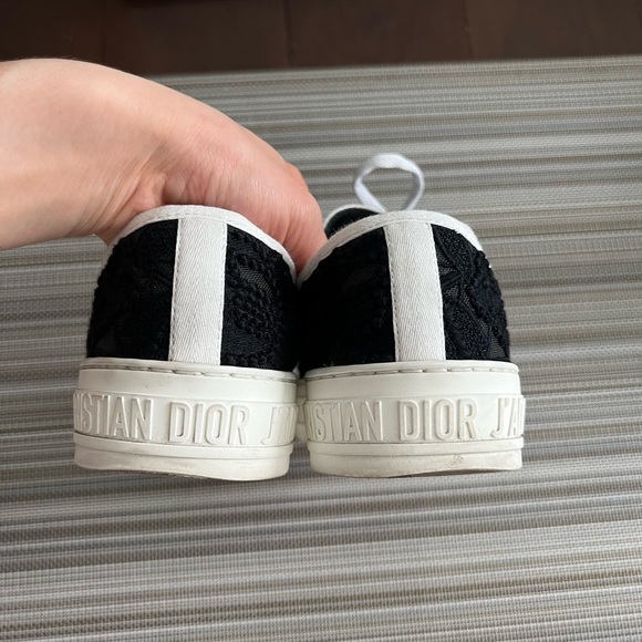 CHRISTIAN DIOR "Walk'n'Dior" Black Transparent Mesh Embroidered Lace Sneakers - Picture 2 of 6
